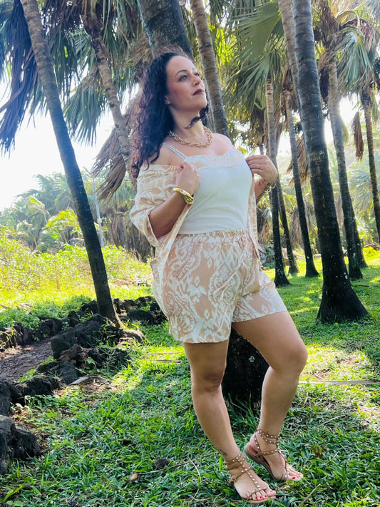 Ensemble short 3 pièces beige
